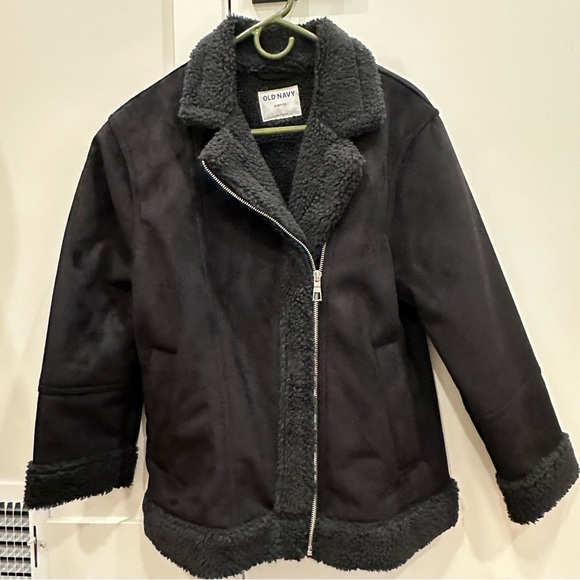 Faux-Suede Sherpa Lined Moto Jacket - Picture 1 of 4